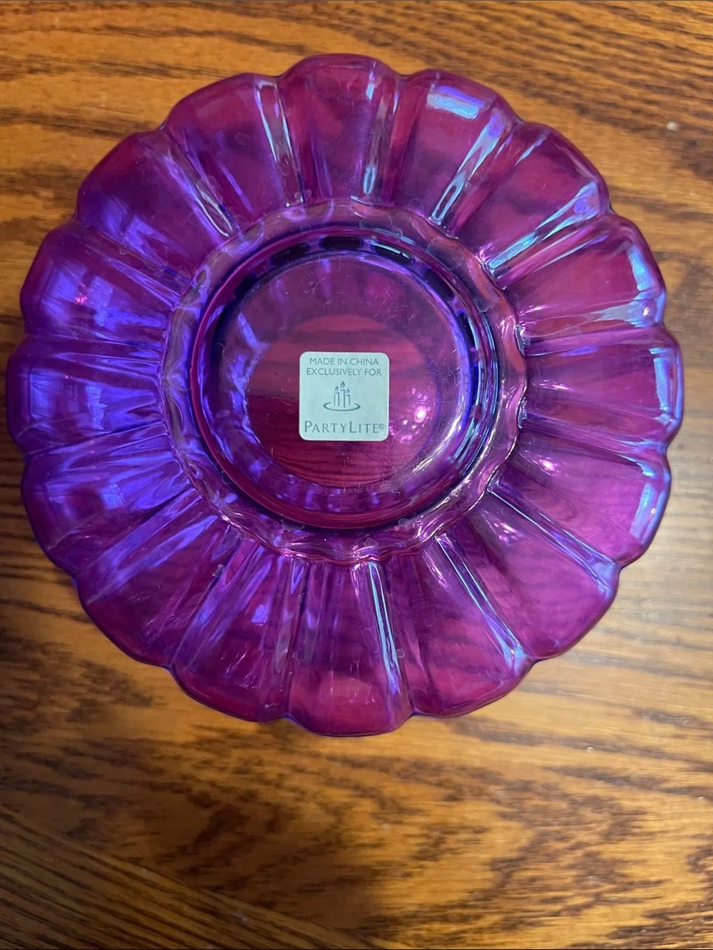 Glass tea light holder  - Purple Decorative Home Accent - Picture 3 of 4